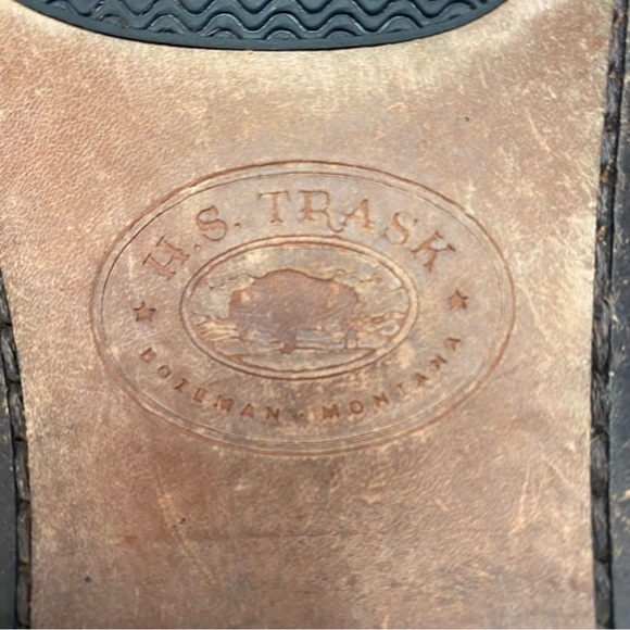 - H.S. Trask Brown Leather Color Block Moc Toe Slip-On Penny Loafer Shoes 9 - Picture 10 of 12